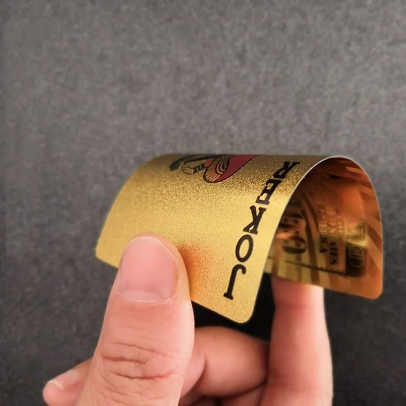 55PCS Gold Foil Playing Cards – 24K Gold Plastic Poker Set, Waterproof & Durable Magic Game Cards