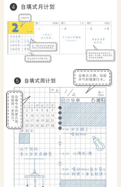 Kinbor Weekly Planner Notizbuch – Undated Daily & Monthly Agenda Journa