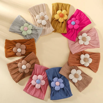 1PC Baby Nylon Kopftuch – Handgemachtes Blumen Stirnband für neugeborene Mädchen, Kleinkind elastisches Haar Turban