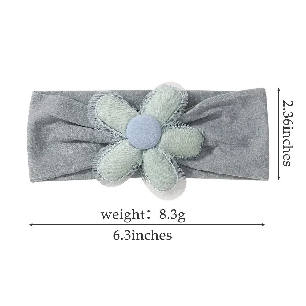 1PC Baby Nylon Kopftuch – Handgemachtes Blumen Stirnband für neugeborene Mädchen, Kleinkind elastisches Haar Turban