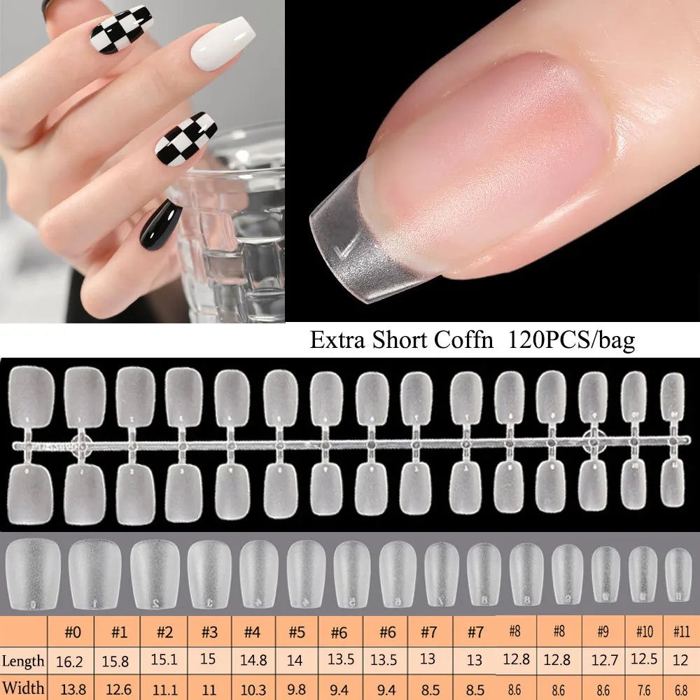 120PCS Matte Press-On Nail Tips – Soft Full-Cover Oval Almond False Nails for DIY Manicure