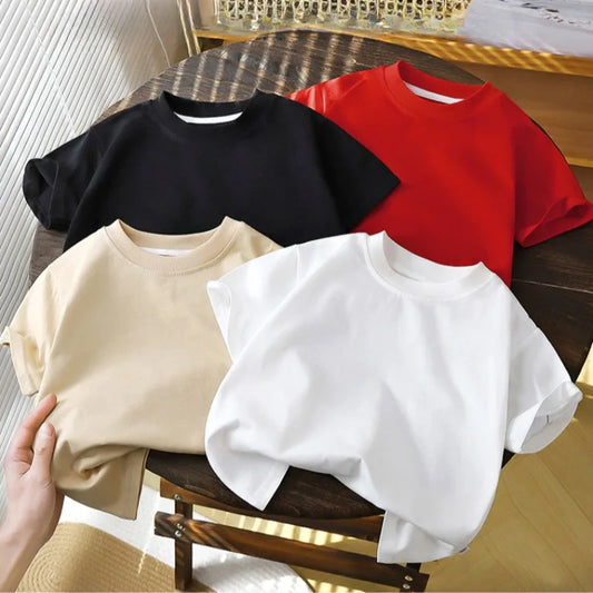 2-10Y Kinder reine Baumwolle Kurze Ärmel Pullover T-Shirt – Baby Jungen & Mädchen Sommer Tops