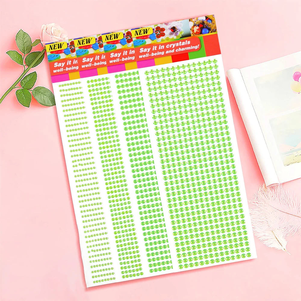 1040/900/504Pcs Acrylic Drill DIY Crystal Rhinestone Self-Adhesive Stickers for Phone Cases, Cards, and Crafts