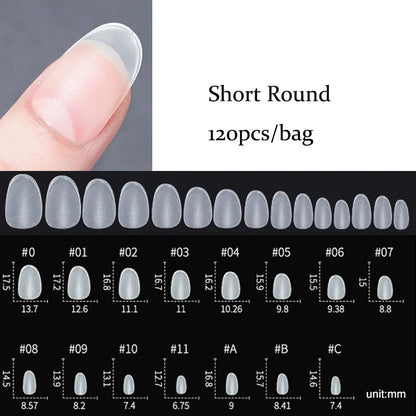 120PCS Matte Press-On Nail Tips – Soft Full-Cover Oval Almond False Nails for DIY Manicure