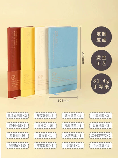 Kinbor Weekly Planner Notizbuch – Undated Daily & Monthly Agenda Journa