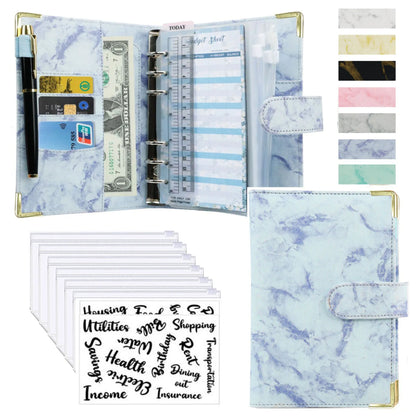 A6 PU Leather Budget Planner – Marble Notebook & Money Saving Organizer für Büro, Schule & Personal Finance