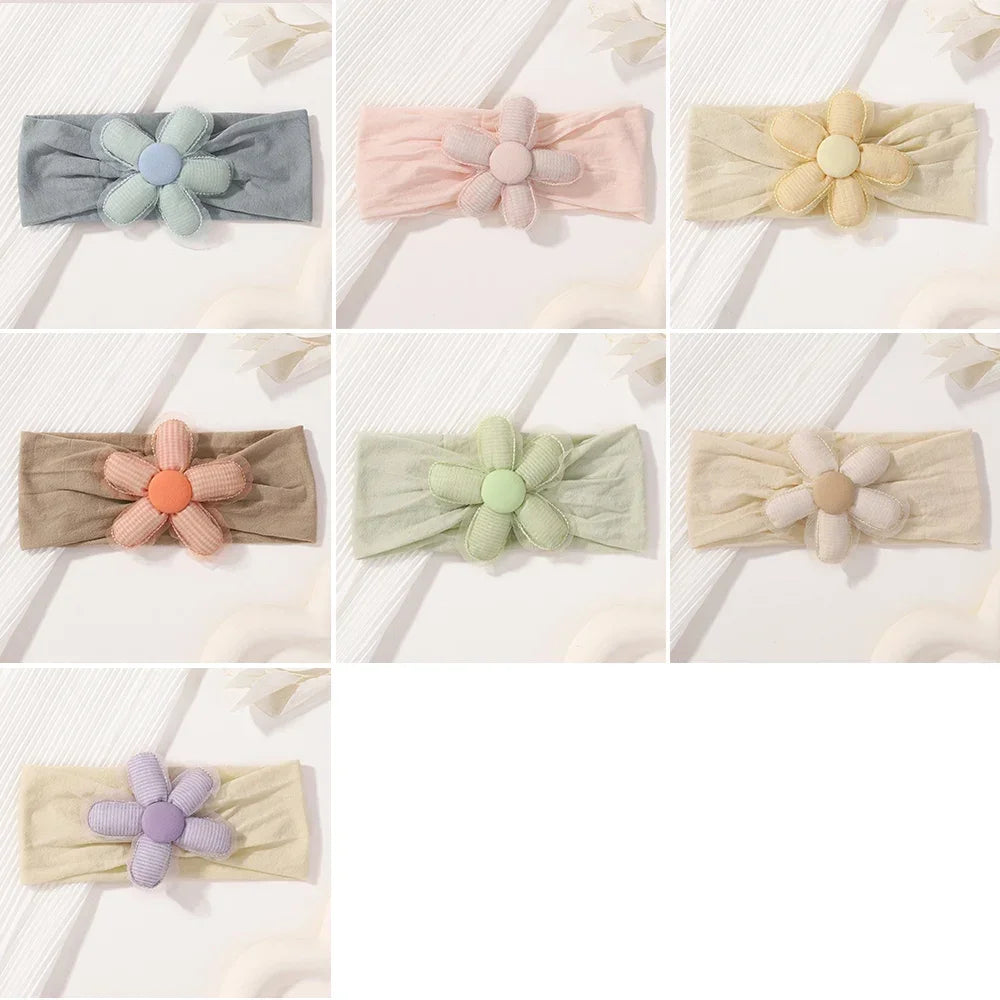 1PC Baby Nylon Kopftuch – Handgemachtes Blumen Stirnband für neugeborene Mädchen, Kleinkind elastisches Haar Turban