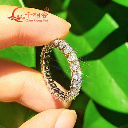 0,1ct 3mm D VVS Moissanite Full Eternity Band Ring – 925 Sterling Silber Engagement & Party Schmuck für Frauen