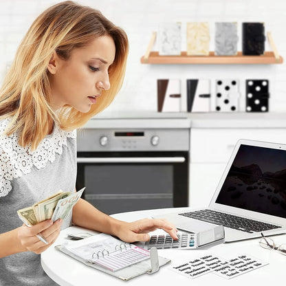 A6 PU Leather Budget Planner – Marble Notebook & Money Saving Organizer für Büro, Schule & Personal Finance