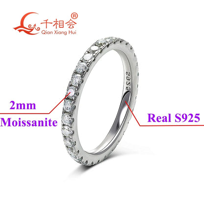 0,1ct 3mm D VVS Moissanite Full Eternity Band Ring – 925 Sterling Silber Engagement & Party Schmuck für Frauen