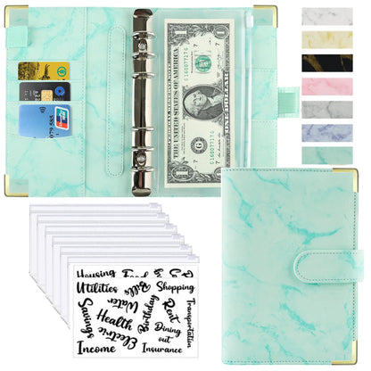 A6 PU Leather Budget Planner – Marble Notebook & Money Saving Organizer für Büro, Schule & Personal Finance
