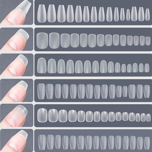 120PCS Matte Press-On Nail Tips – Soft Full-Cover Oval Almond False Nails für DIY Maniküre