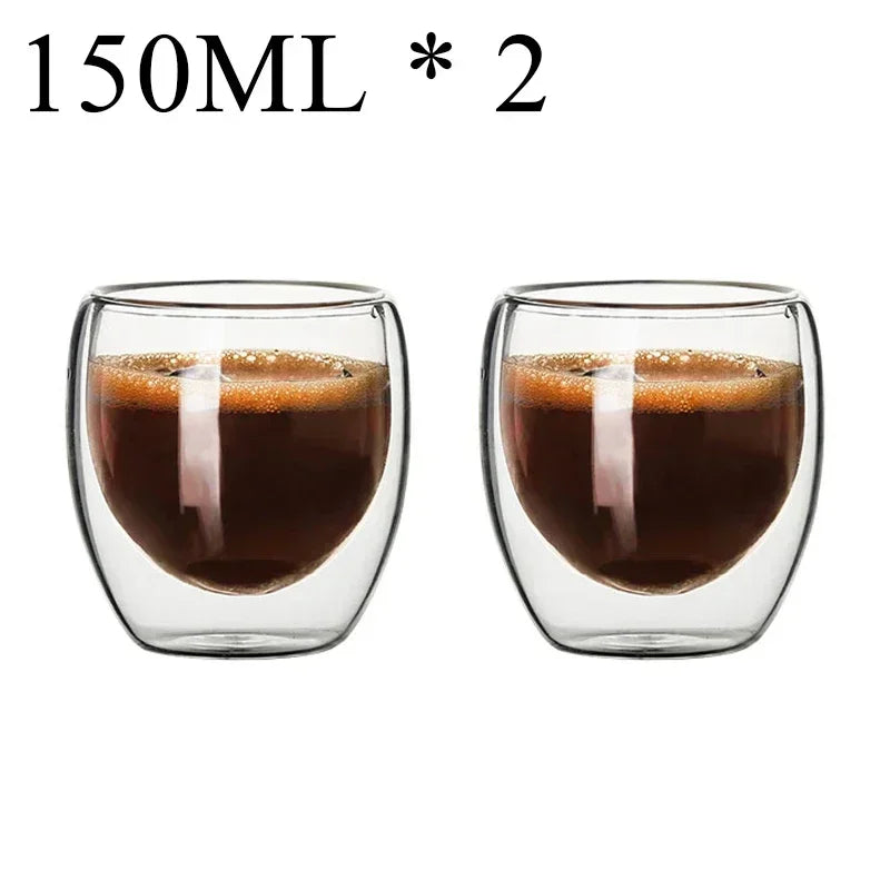 2-18PCS Double Wall High Borosilicate Glass Mugs – Heat Resistant Tea, Coffee, Milk, and Juice Cups, Creative Bar Drinkware Gift Set