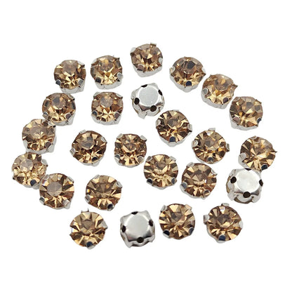 Round Glass Rhinestones with Claw – Silver Base Sew-On Crystals for Clothing, Shoes, and Crafts