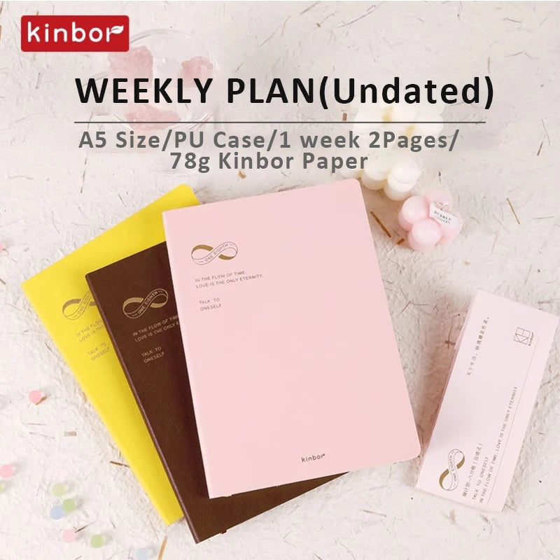 Kinbor Weekly Planner Notizbuch – Undated Daily & Monthly Agenda Journa
