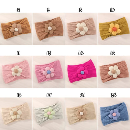 1PC Baby Nylon Kopftuch – Handgemachtes Blumen Stirnband für neugeborene Mädchen, Kleinkind elastisches Haar Turban