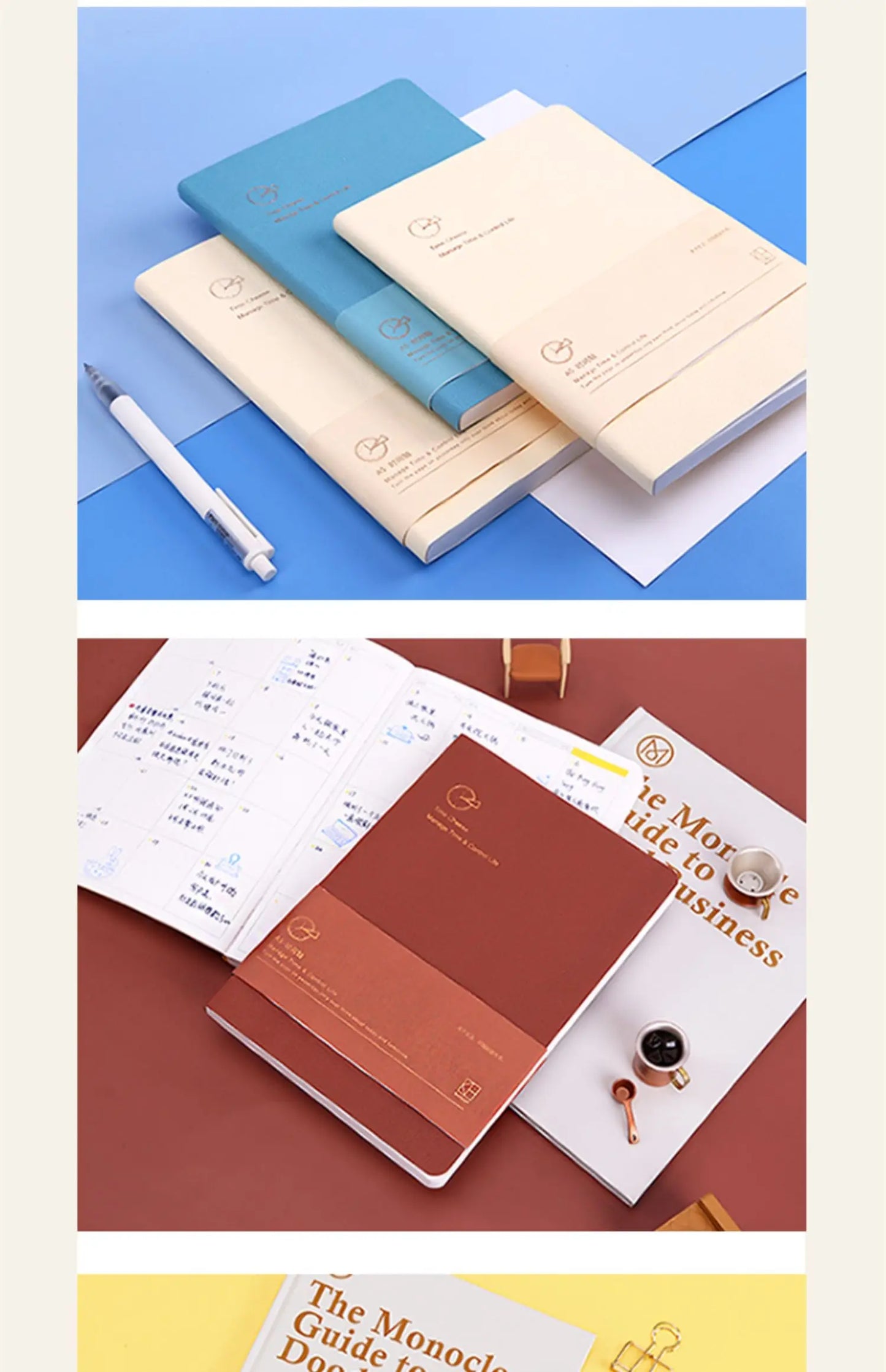 Kinbor Weekly Planner Notizbuch – Undated Daily & Monthly Agenda Journa