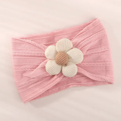 1PC Baby Nylon Kopftuch – Handgemachtes Blumen Stirnband für neugeborene Mädchen, Kleinkind elastisches Haar Turban