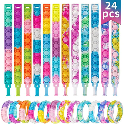 12/24/36PCS Silikon Bunt Bubble Armband – Kids Party Favors, Geburtstagsgeschenke, Hochzeits-Souvenirs, Karneval & Urlaub Armbänder